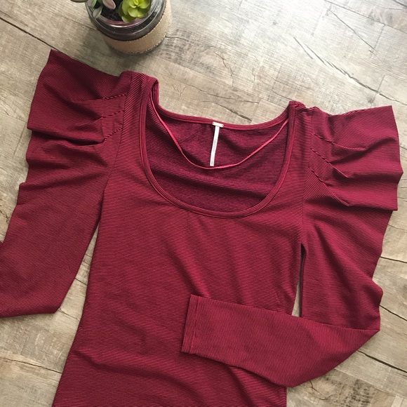 Free People Red & Black Striped Long Sleeve Top - Picture 5 of 9